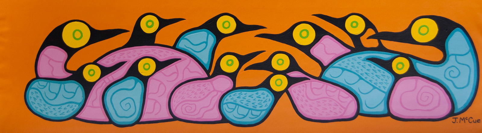 “Shorline Birds” Acrylic on canvas 19” x 64”
